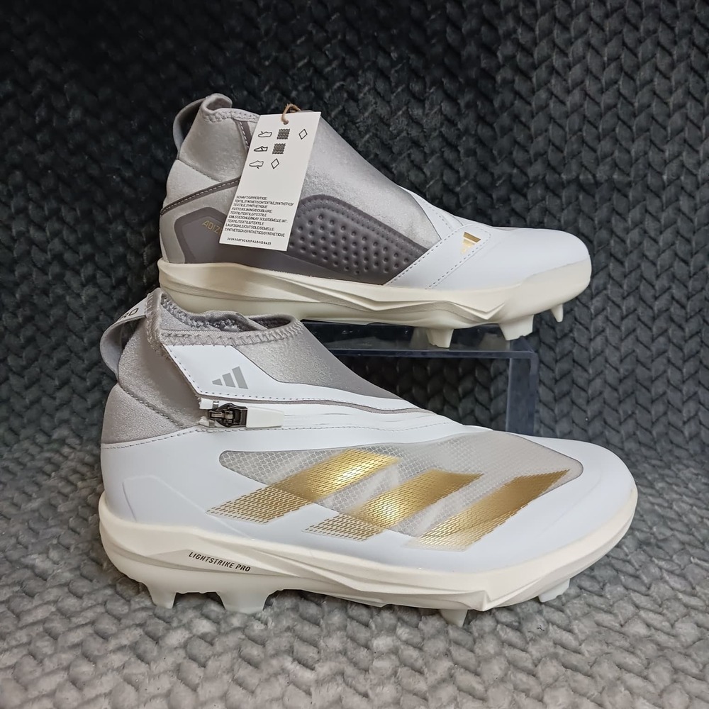 Adidas Adizero Impact+ TPU Men's Baseball Cleats White Gray Gold Size 12
